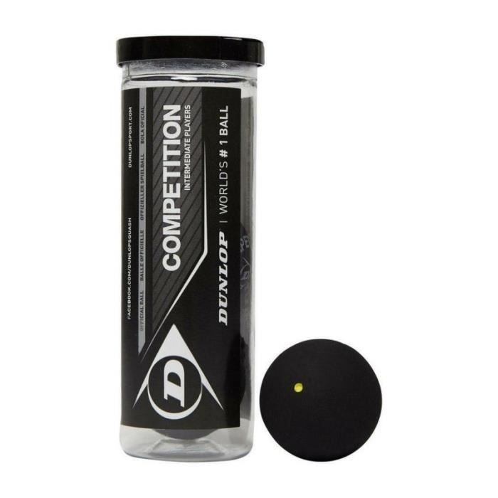 TUBE DE 3 BALLES DE SQUASH COMPETITION - DUNLOP